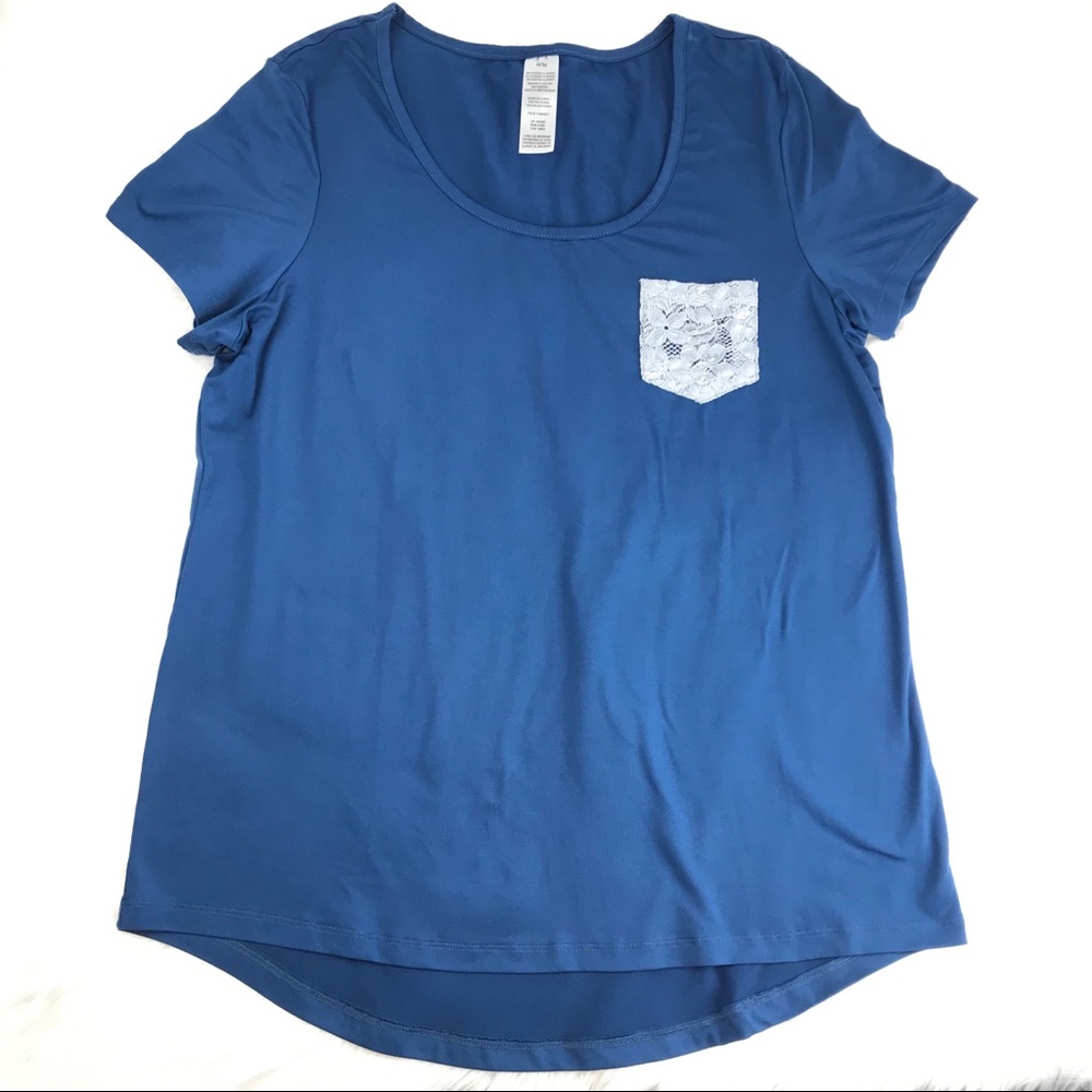 Lace Pocket Loose Fit High Low Tee Super Soft M